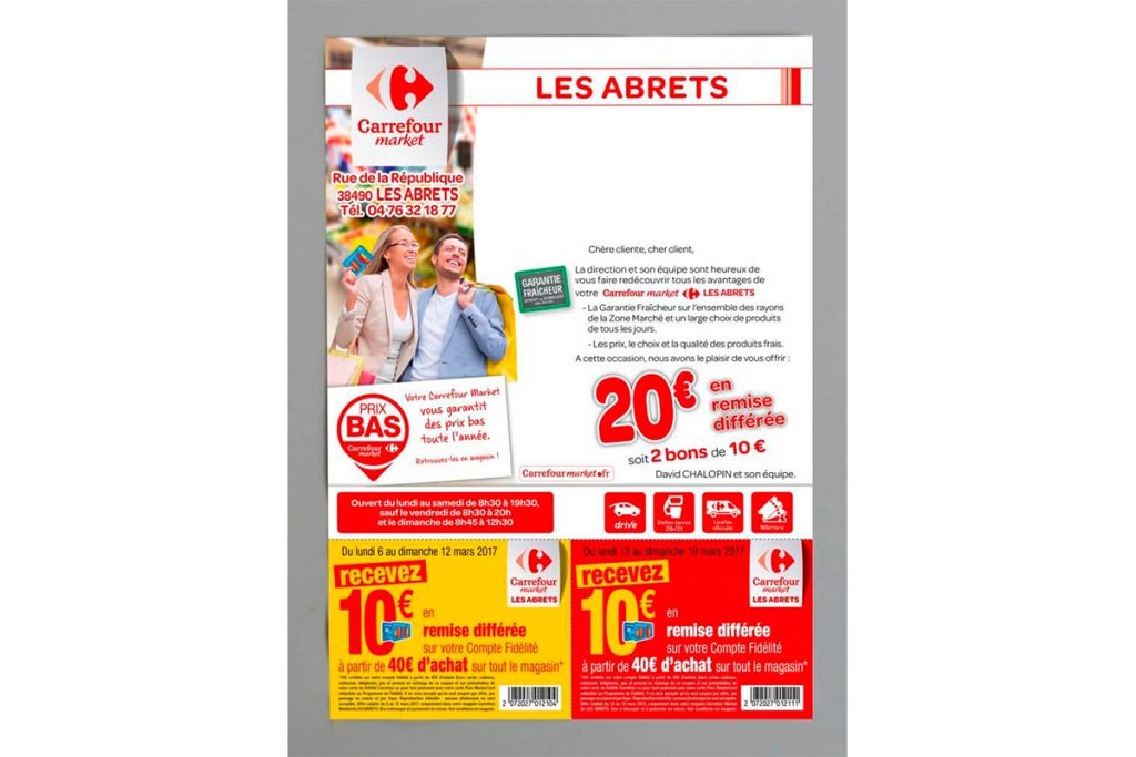 Impression d'un mailing pour Carrefour Les Abrets
